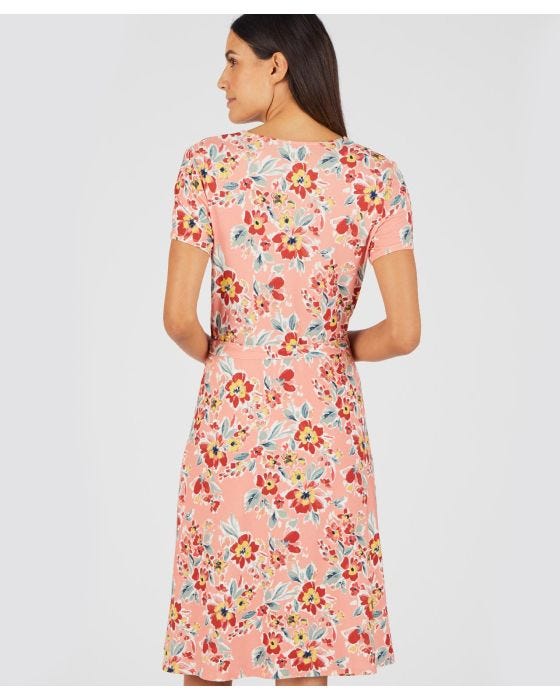 Damart Jersey Print Mock Wrap Dress