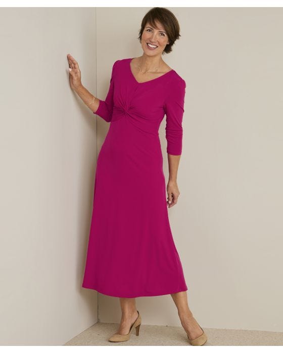 damart Knot Front V-Neck Printed Dress