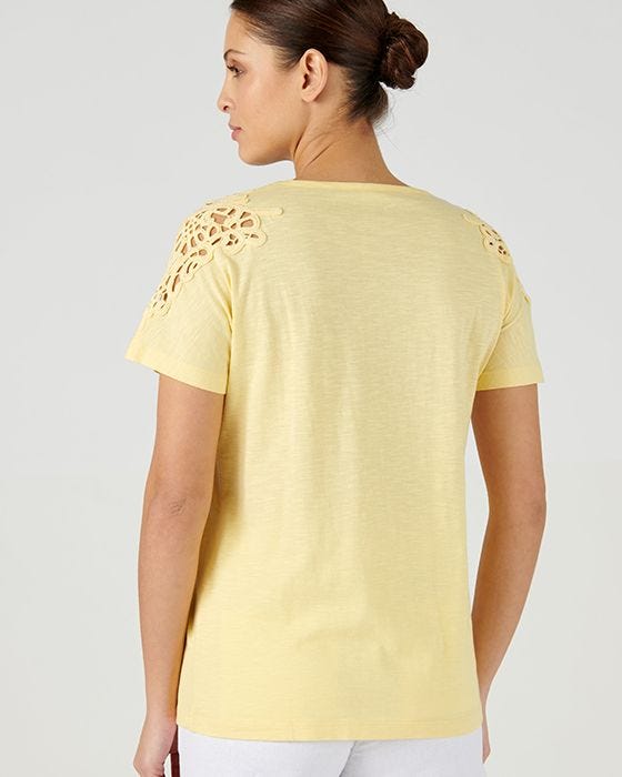 Damart Lace Detail Cotton T-shirt
