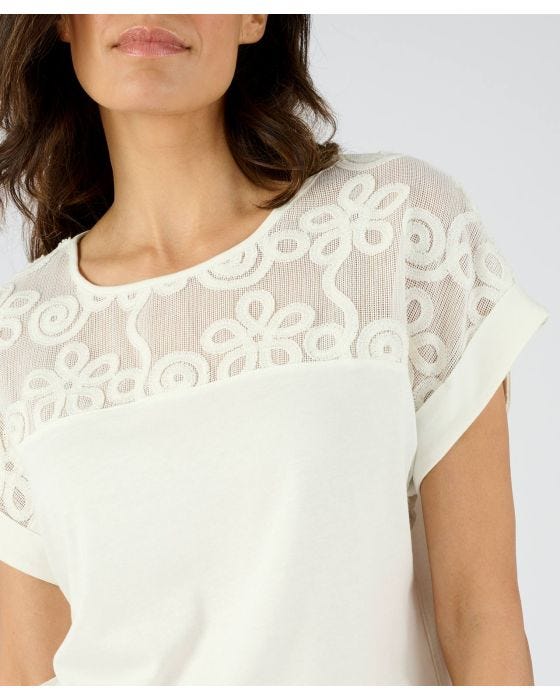 Damart Lace Detail Short Sleeve Top
