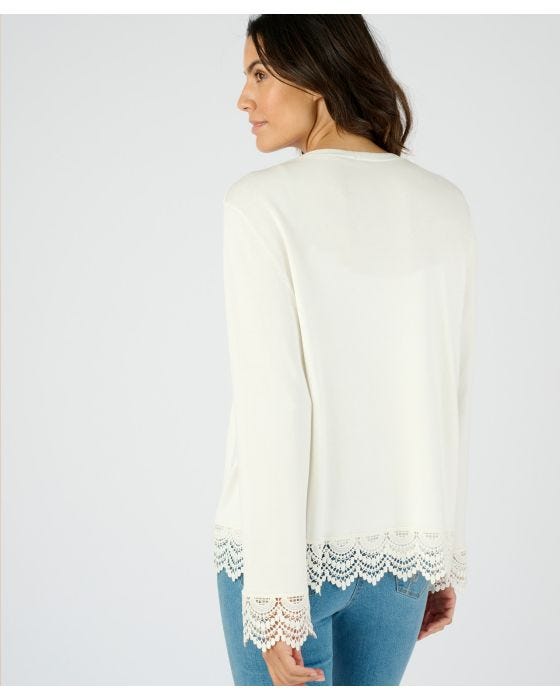 Damart Lace Trim Cardigan