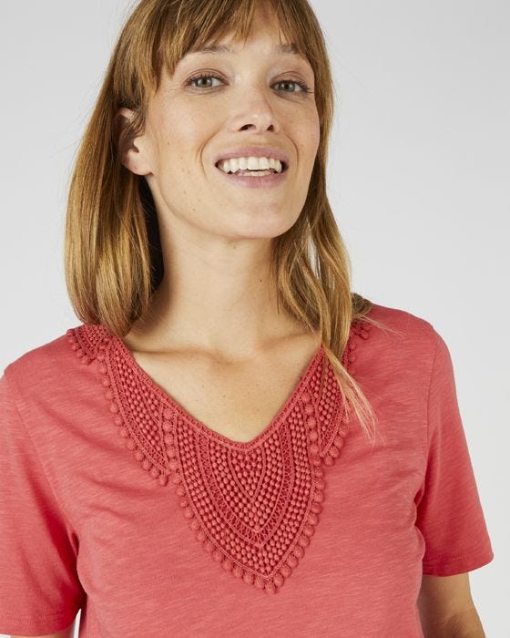 Damart Lace Trim Short Sleeved T-shirt