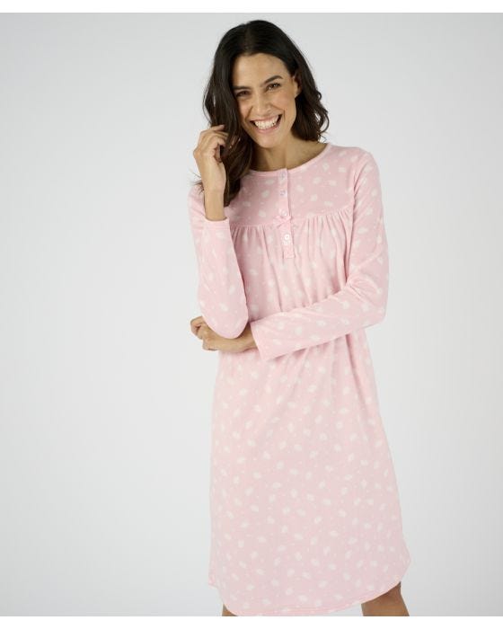 Damart Leaf Print Fleece Nightdress