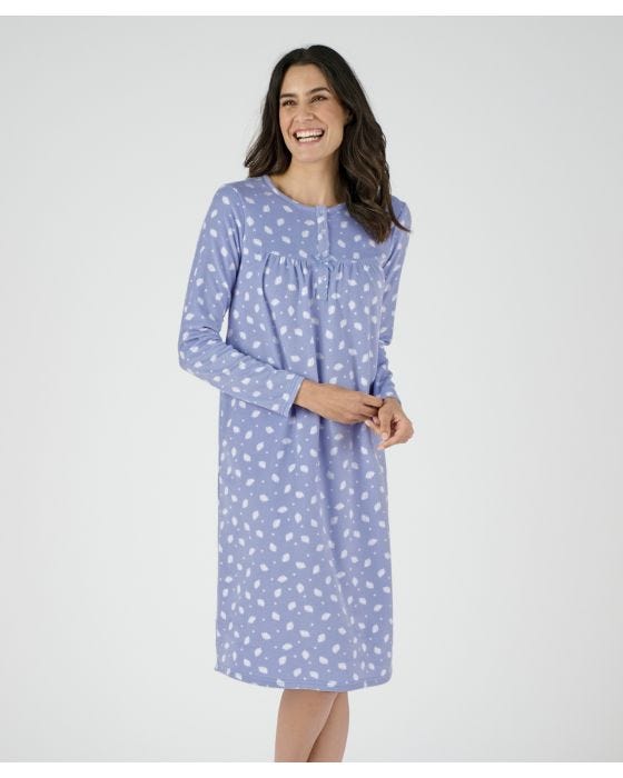 damart Leaf Print Fleece Nightdress