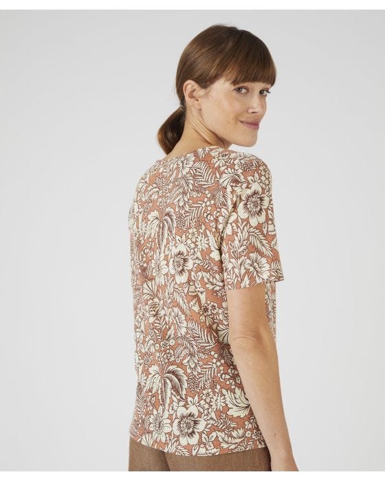 Damart Linen Blend Jersey Printed Top