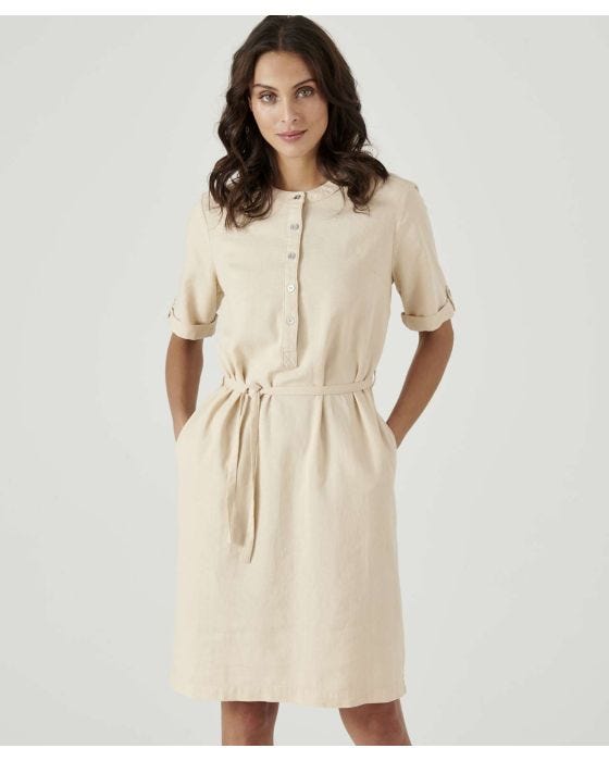 Damart Linen Rich Tie Belt Dress