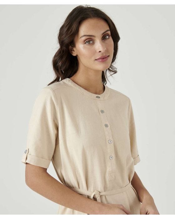 Damart Linen Rich Tie Belt Dress
