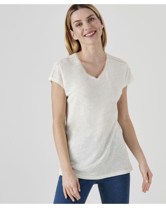 Damart Linen Short Sleeved Mix T-shirt