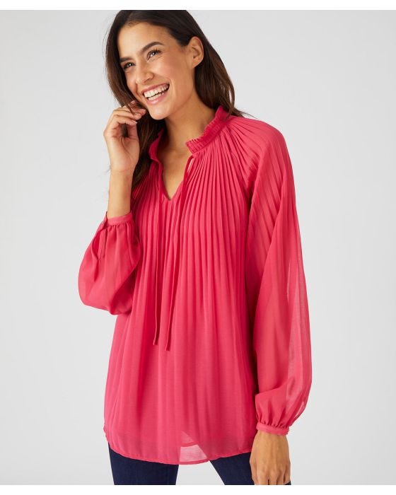 damart Long Sleeved Pleated Blouse