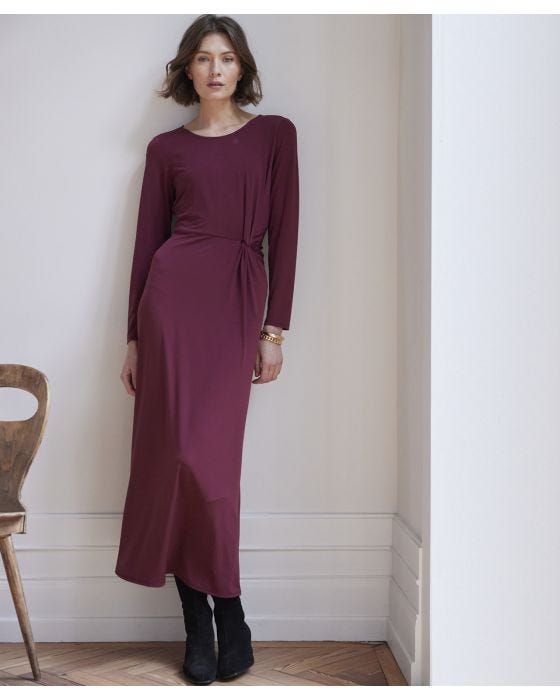 Damart Long Sleeved Side Knot Detail Jersey Dress