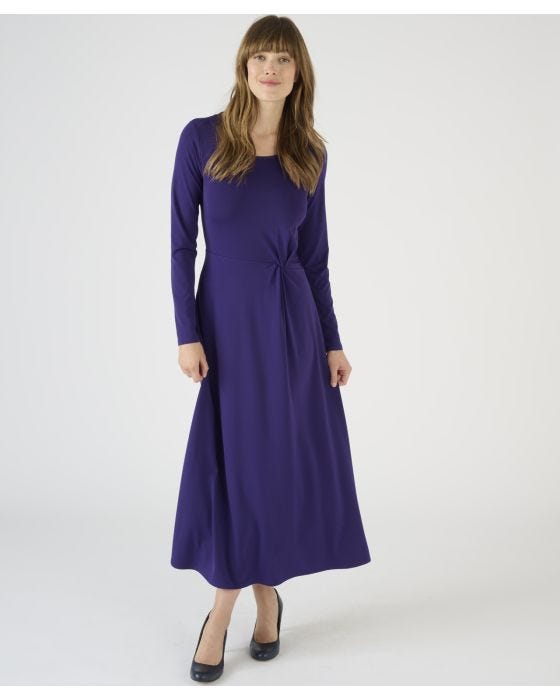 Damart Long Sleeved Side Knot Detail Jersey Dress