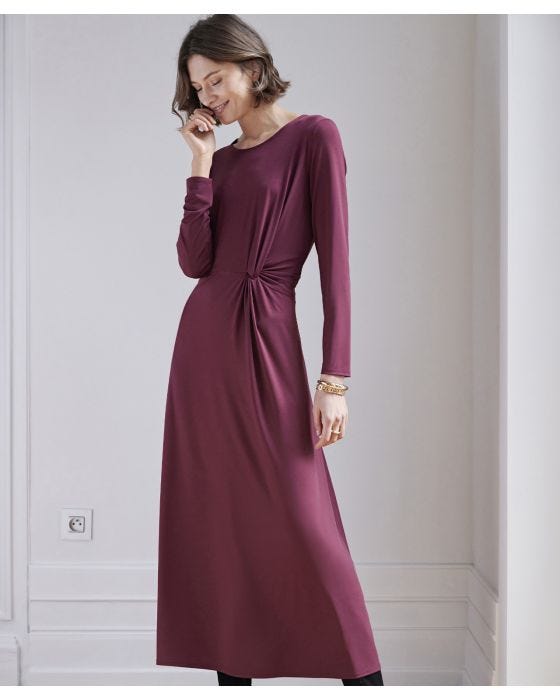 damart Long Sleeved Side Knot Detail Jersey Dress