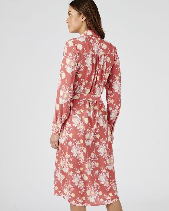 Damart Long Sleeved Tie Belt Shirt Dress