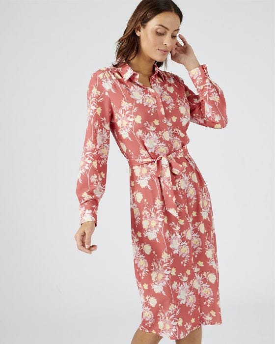 damart Long Sleeved Tie Belt Shirt Dress