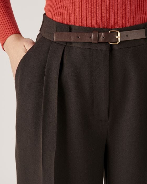 Damart Mock Belt Wide-leg Trousers