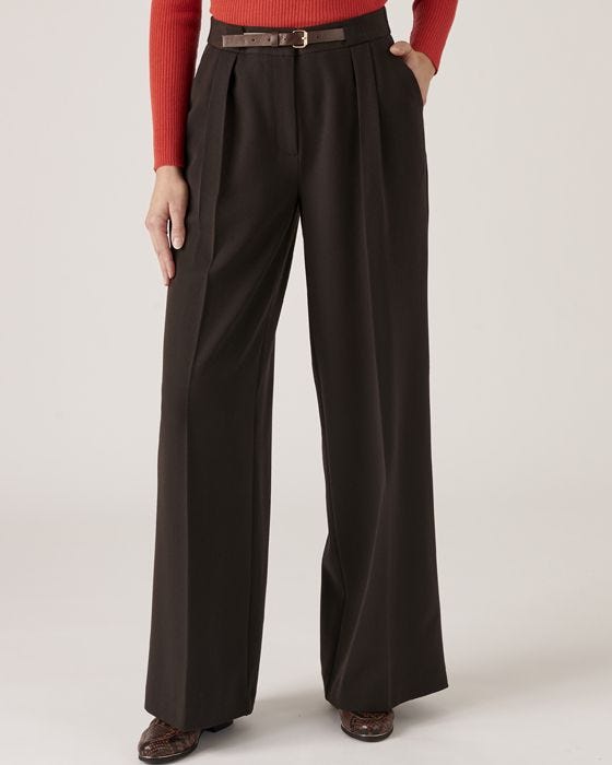 damart Mock Belt Wide-leg Trousers