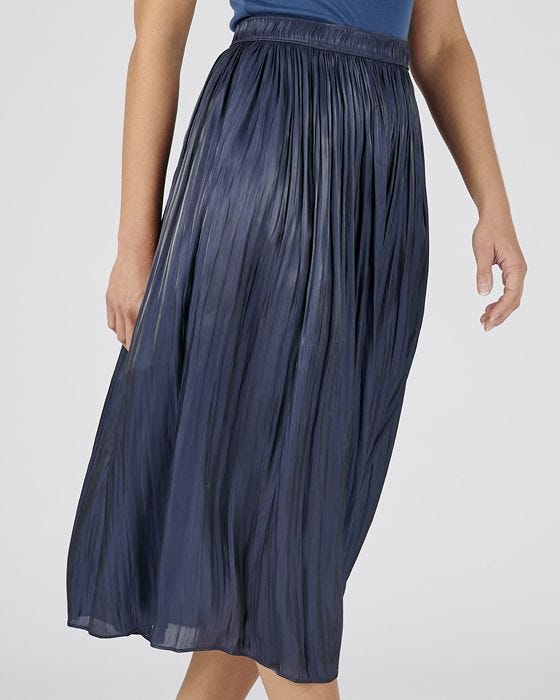 Damart Navy Crinkle Skirt