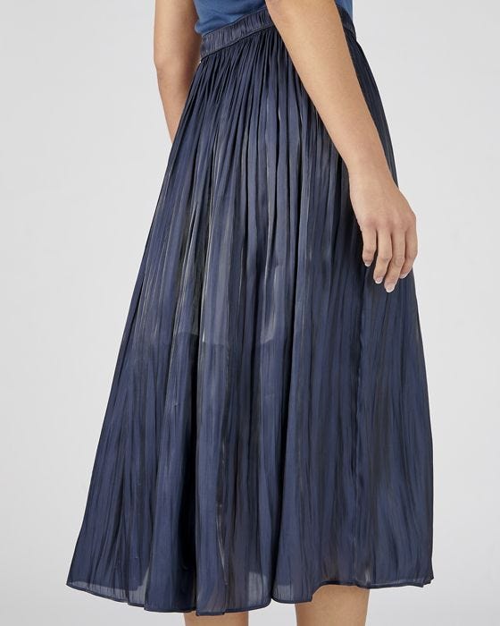 Damart Navy Crinkle Skirt