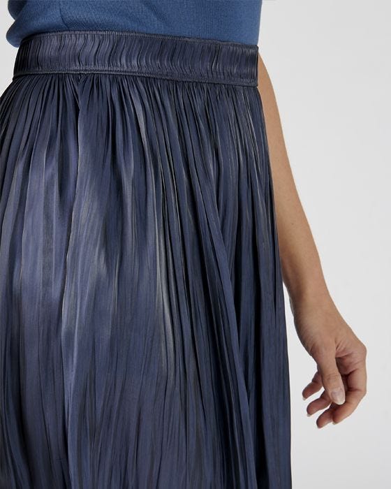 Damart Navy Crinkle Skirt