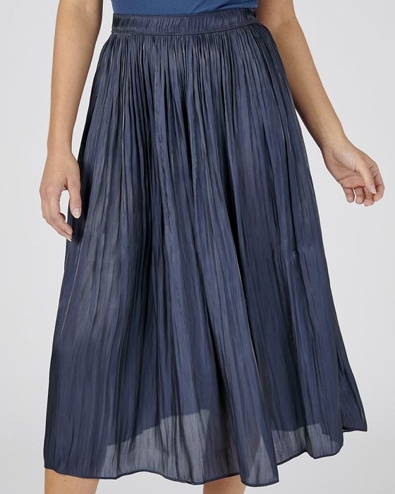 damart Navy Crinkle Skirt