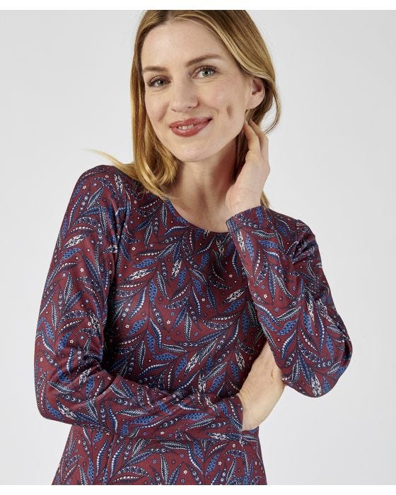 Damart Navy Floral Print Fit And Flare Dress