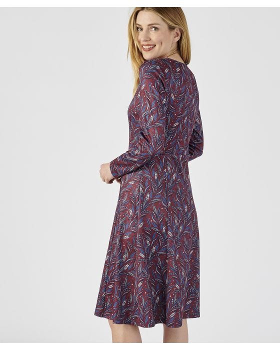 Damart Navy Floral Print Fit And Flare Dress