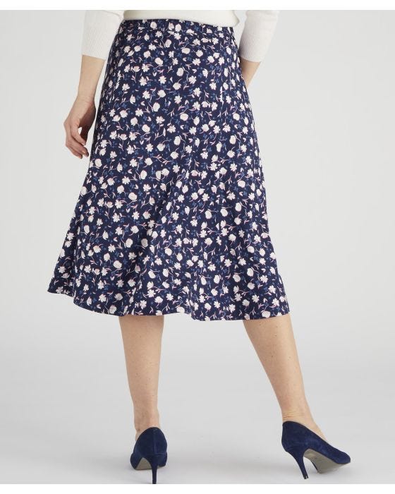 Damart Navy Floral Print Skirt