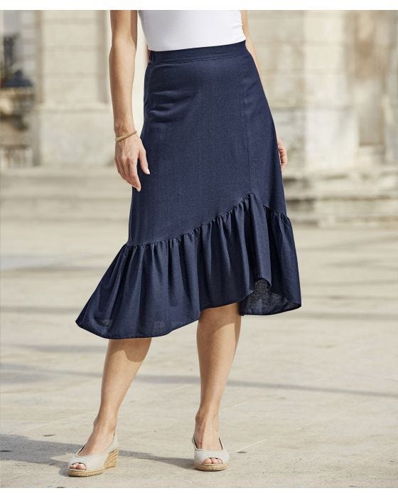 damart Navy Ruffle Skirt