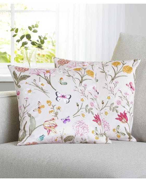 damart Pack of 2 Floral Butterfly Cushion Covers