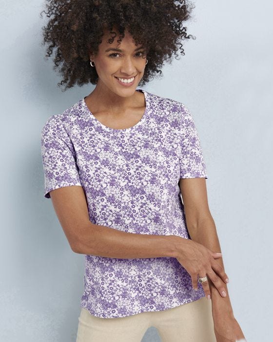 damart Pack of 2 Floral Print Cotton T-shirt