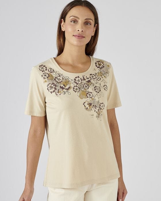 damart Pack of 2 Neck Detail Cotton Print T-shirts