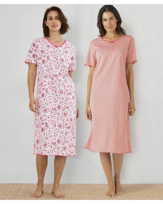 Damart Pack Of 2 - Short Sleeve Nightdresses