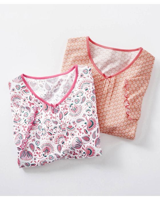 Damart Pack Of 2 - Short Sleeve Nightdresses