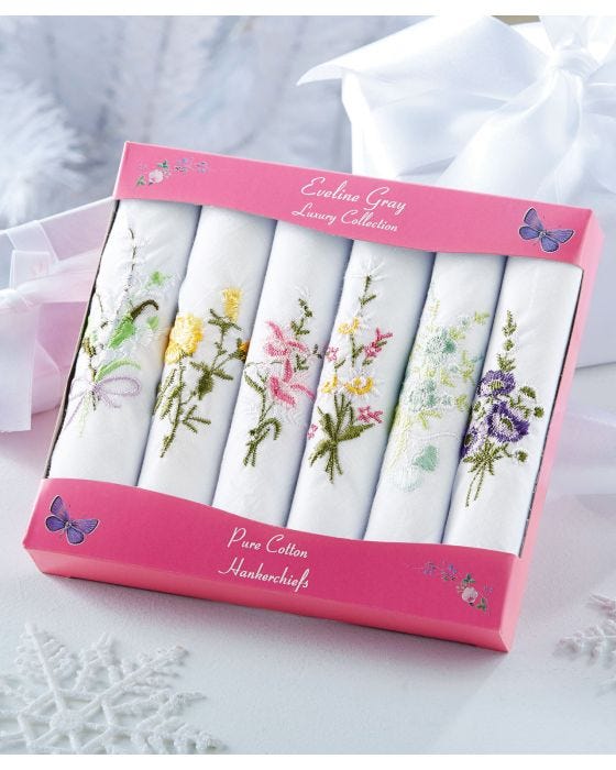 damart Pack of 6 Embroidered Hankies