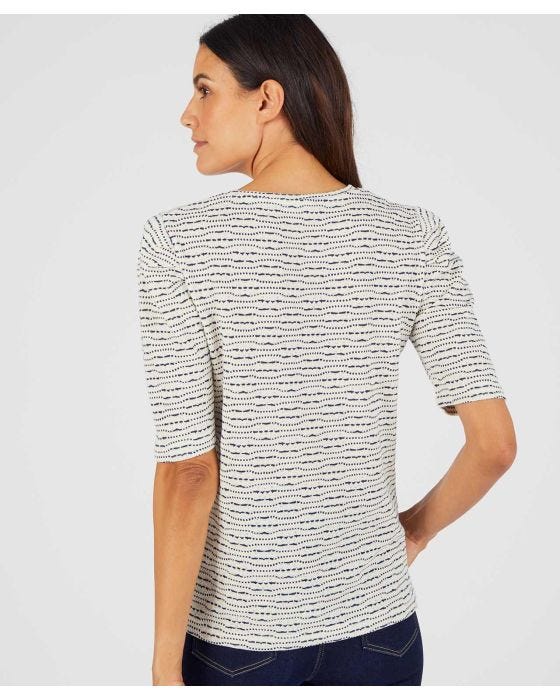 Damart Pleat Sleeve Print T-shirt