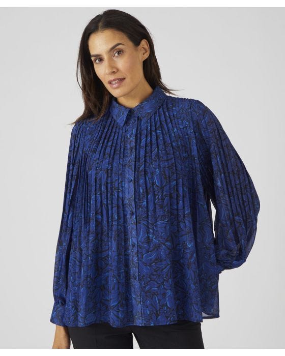Damart Pleated Print Blouse