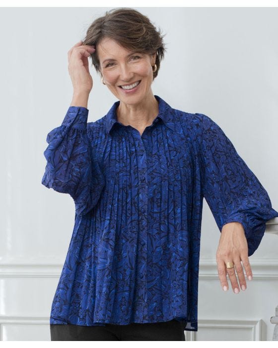 damart Pleated Print Blouse