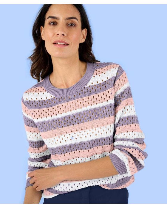 Damart Pointelle Stripe Jumper