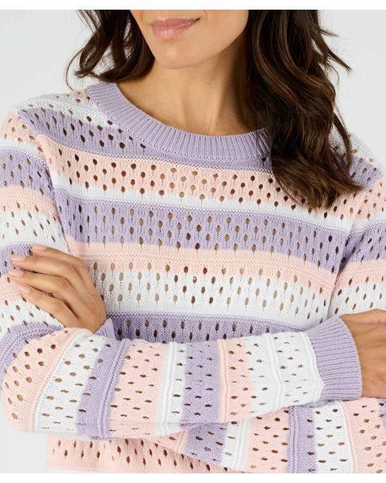 Damart Pointelle Stripe Jumper
