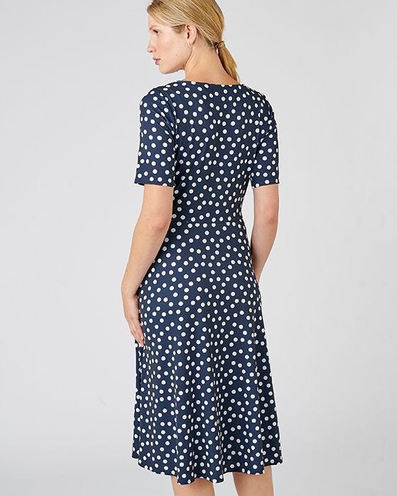 Damart Polka-dot Print Flared Dress