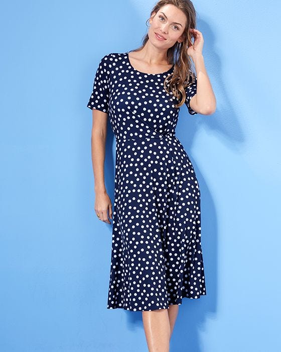 damart Polka-dot Print Flared Dress