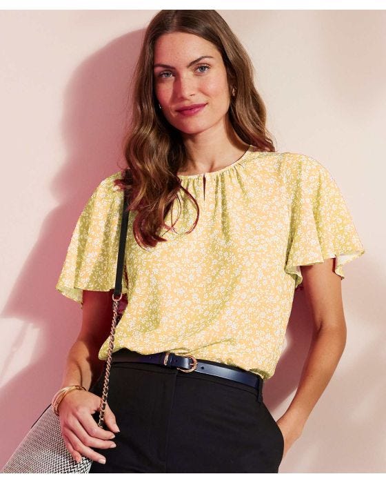 Damart Printed Butterfly Sleeve Blouse