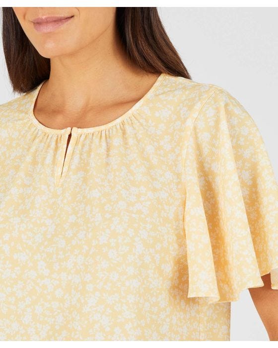 Damart Printed Butterfly Sleeve Blouse