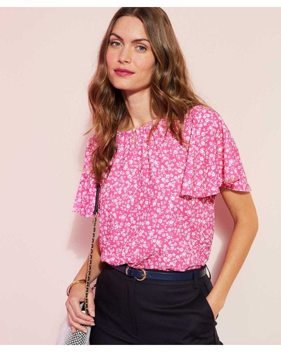 damart Printed Butterfly Sleeve Blouse