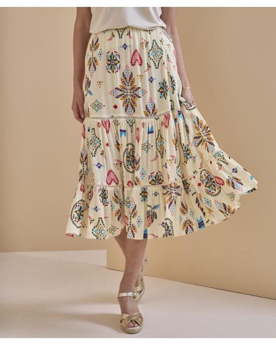 Damart Printed Crinkle Skirt