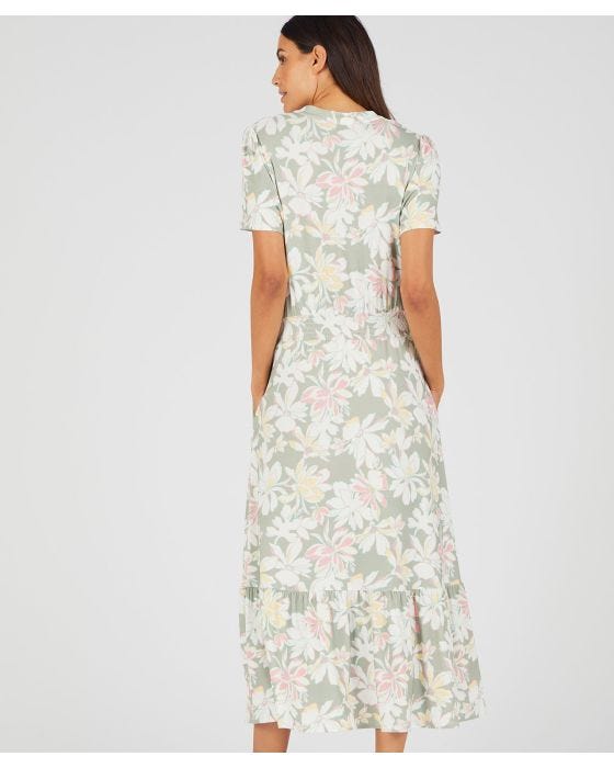 Damart Printed Jersey Frill Hem Dress