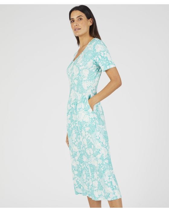 Damart Printed Jersey Short Sleeve Dress