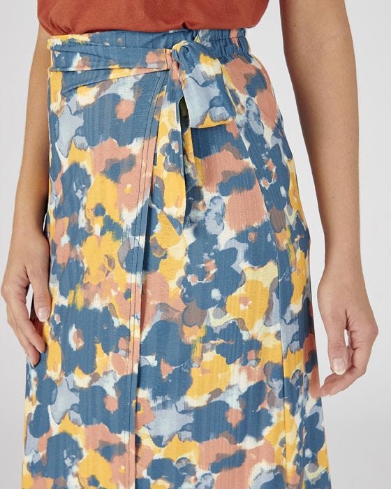 Damart Printed Mock Wrap Skirt