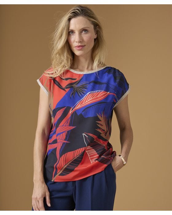 Damart Printed Woven Jersey T-shirt