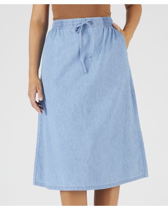 Damart Pull-on Chambray Skirt